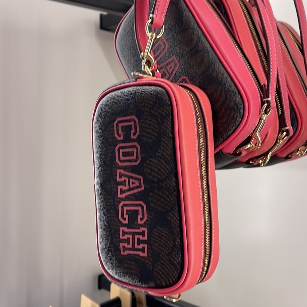 Coach Jamie Wristlet In Signature Canvas With Varsity Motif
IM/Brown/Watermelon - Picture 16 of 16